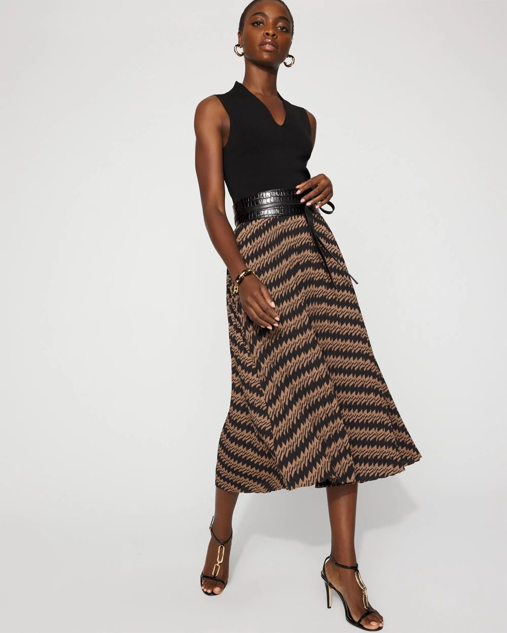 Pleated Crepe Midi Skirt | White House Black Market